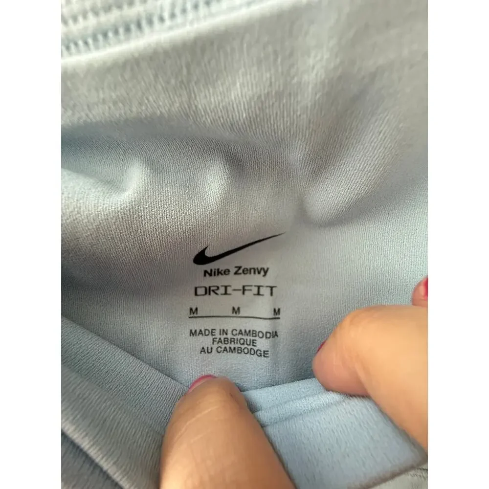 Nike Zenvy Women's Light Armoury Blue Black High-Waisted 7/8 Leggings Size M